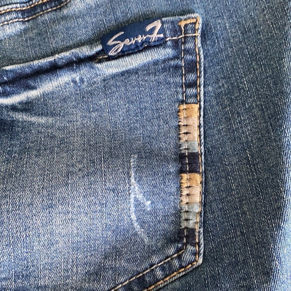 Seven 7 Ankle Straight Step Hem Distressed Stretch Mid -Rise‎ Jeans Blue 8 - Picture 9 of 16